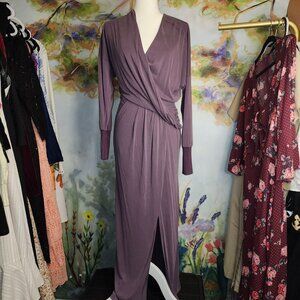 Free People Riley Cupra Faux Wrap Drape Maxi Dress Plum